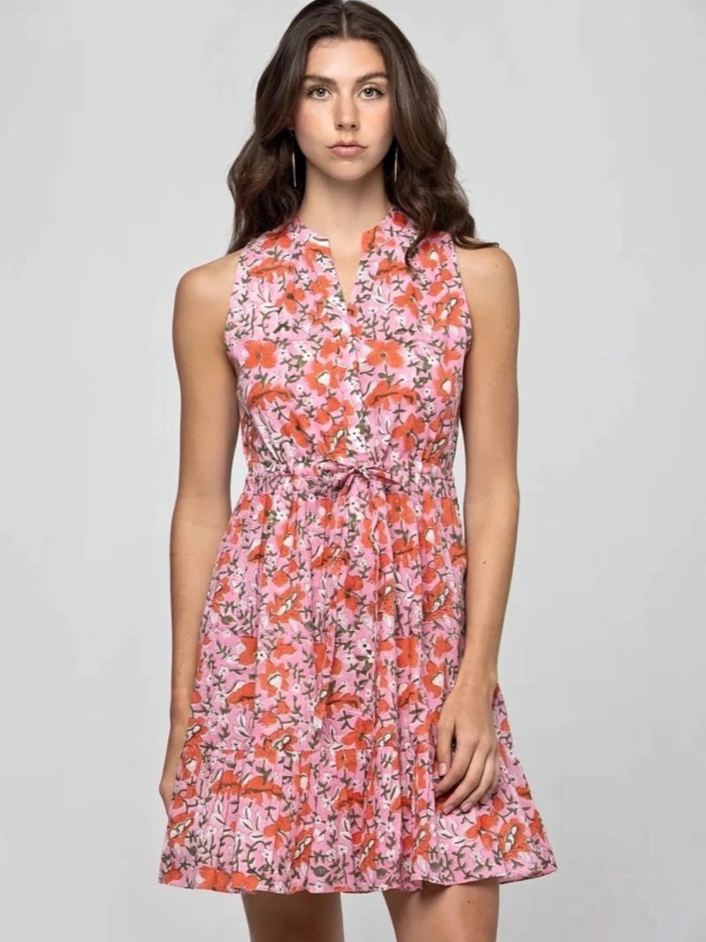 RUNGOLEE • Reese Floral Cotton Mini Dress in Pink Razzy floral Size Small